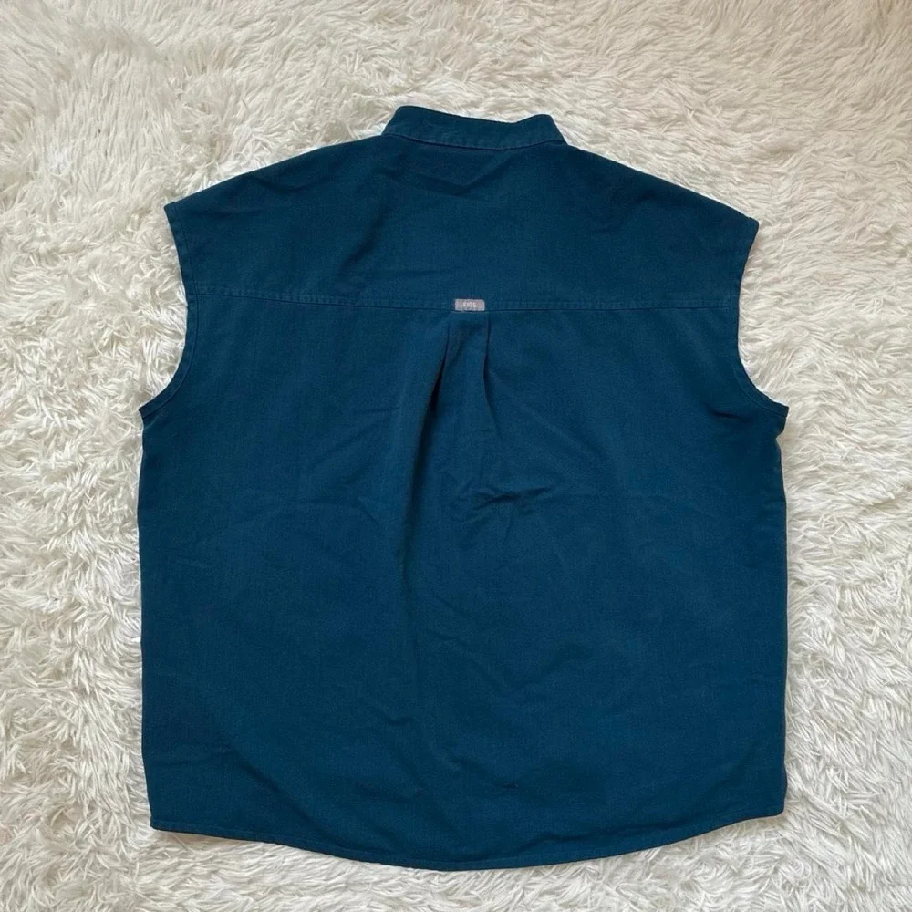 Figs Sleeveless Mock Neck Top in Teal - Picture 2 of 10